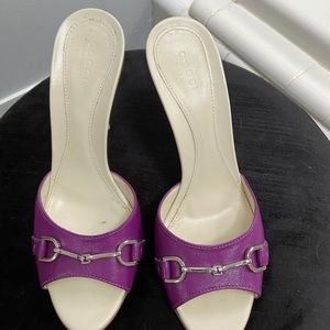 Gucci | Purple Logo Mid Heel Horsebit Slide Mule